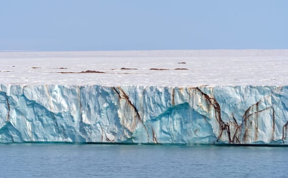Distant View of a Massive Glacier and Its Face on Nordaustlandet in the Svalbard Islands