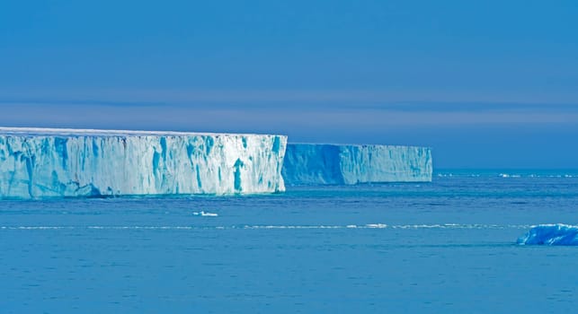 Massive Tidal GLacier Faces in Sun and Shadow on Nordaustlandet in the Svalbard Islands