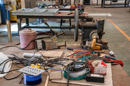 Division of equipment and small industrial tools in the factory.