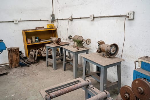 Division of equipment and small industrial tools in the factory.