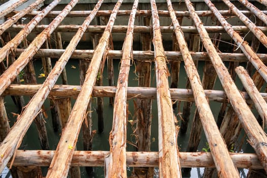 Constructing pine logs used in construction support the weight of the construction.
