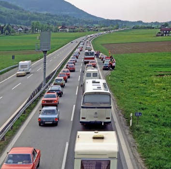 Heavy traffic on highway in Germany