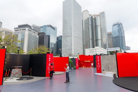 Hong Kong 05 April 2024: Jin Yong Centennial Memorial exhibition, Sculpted by Ren Zhe in Hong Kong city