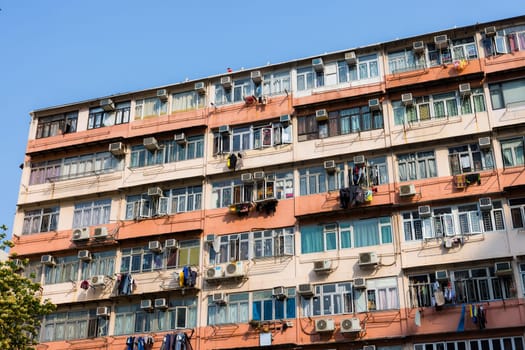 Hong Kong old residential building facade