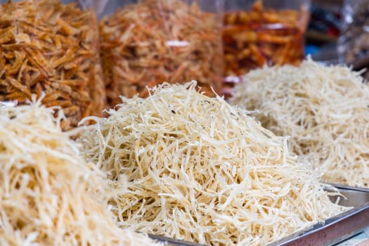 Dry seafood sell in the local market in Hong Kong city