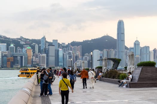 Hong Kong 24 April 2024: Hong Kong Tsim Sha Tsui water promenade