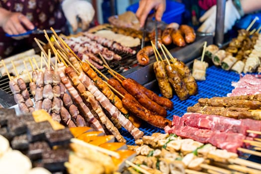 Grill Skewers sell in the street market