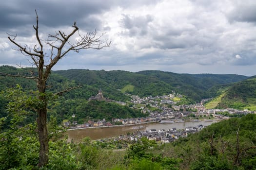 Cochem, Germany - May 30, 2024: Panoramic image of Cochem with old castle on May 30, 2024 in Rhineland-Palatinate, Germany