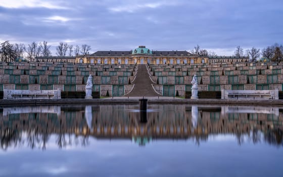 Potsdam, Germany - March 25, 2024: Historic castles in downtown Potsdam against sky on March 25, 2024 in Brandenburg, Germany