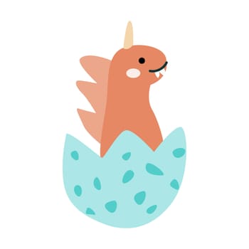 Newborn dinosaur isolated vector illustration on white background. Cute childrens animal for poster, print for clothes, textile, nursery design, stickers.