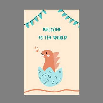 Childrens cute animals cards, posters for birthday party. Dinosaurs greeting cards, baby animals hand drawn design. Birthday celebration childrens animals background.