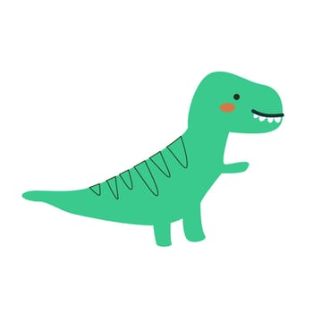 Tyrannosaurus dinosaur isolated vector illustration on white background. Cute childrens animal for poster, print for clothes, textile, nursery design, stickers.