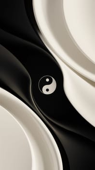 A visually striking abstract image of the Yin Yang symbol surrounded by flowing black and white waves, symbolizing balance and harmony.phone wallpaper