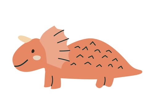 Triceratops dinosaur isolated vector illustration on white background. Cute childrens animal for poster, print for clothes, textile, nursery design, stickers.