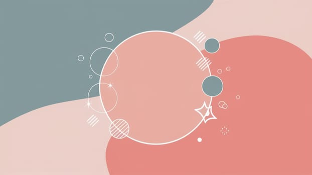 Soft pastel background with abstract geometric shapes in peach and gray tones, with circles and lines for a minimalist design.