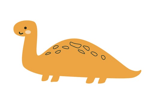 Brontosaurus dinosaur isolated vector illustration on white background. Cute childrens animal for poster, print for clothes, textile, nursery design, stickers.