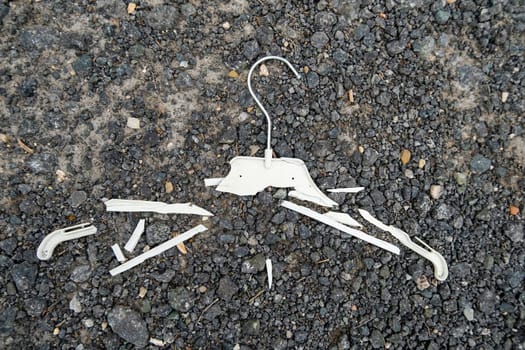 Detail of old broken hanger for hanging and drying clothes