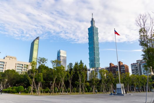 Taipei, Taiwan 18 January 2024: Taipei city skyline in Xinyi district