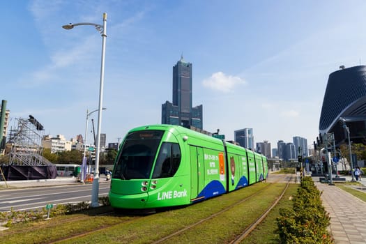 Taiwan, 01February 2024: Circular light rail train in Kaohsiung of Taiwan
