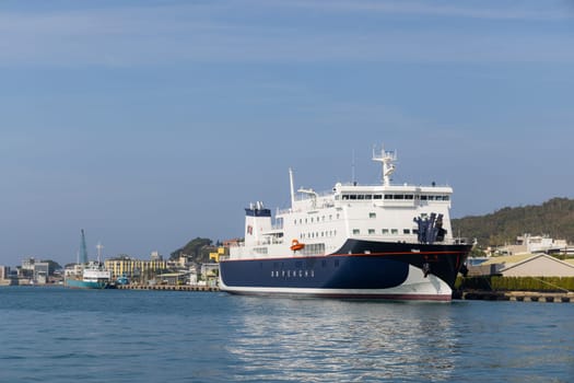 Kaohsiung, Taiwan, 02 February 2024: Kaohsiung port with Penghu cruise