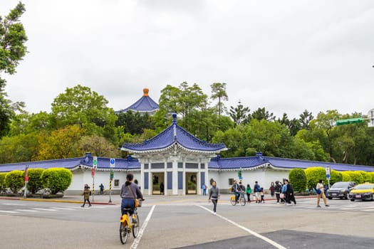 Taipei, Taiwan 05 February 2024: Chiang Kai shek Memorial Hall garden park in Taipei city