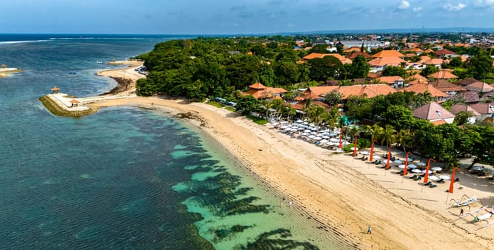 View of Mertasari Beach in Denpasar, Bali, Indonesia
