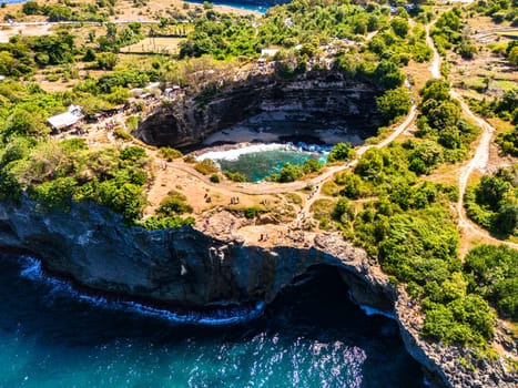 Airview of Broken Beach on Nusa Penida Island, Indonesia