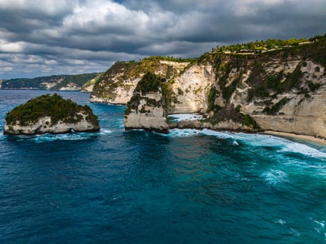 Airview of Diamond Beach on Nusa Penida Island, Indonesia