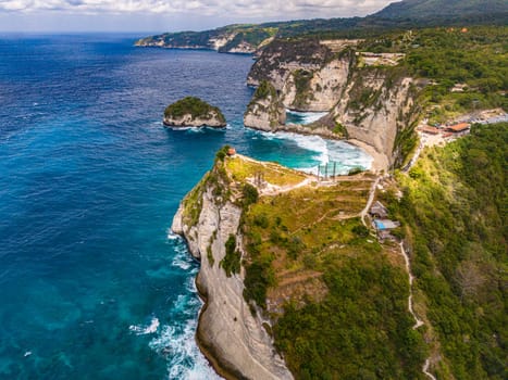 Airview of Diamond Beach on Nusa Penida Island, Indonesia