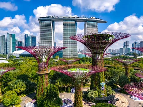 SINGAPORE - MAY 10, 2024: View of Gardens by the Bay and Marina Bay Sands in Singapore