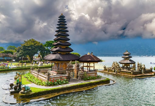 Ulun Danu Beratan temple at the edge of Lake Bratan, Bali, Indonesia
