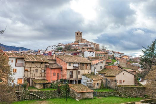 Hervas village seen from east hill, Ambroz Valley. Caceres, Extremadura, Spain