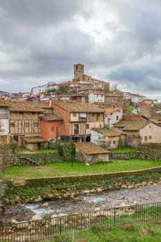 Hervas village seen from east hill, Ambroz Valley. Caceres, Extremadura, Spain