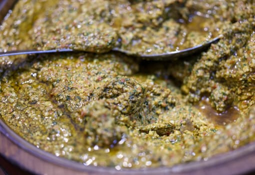 Pesto with walnuts and fresh basil