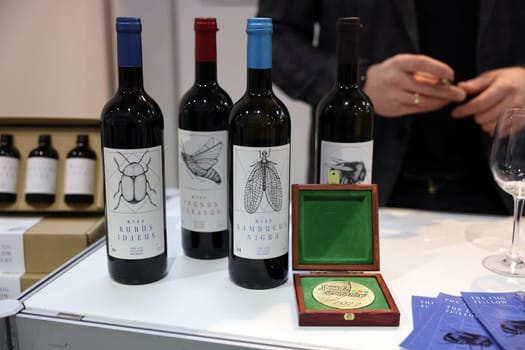 Cracow, Poland - November 17, 2022: International Wine Trade Fair ENOEXPO in Cracow. Producers of wine from all around the world meet the importers distributors and representatives.