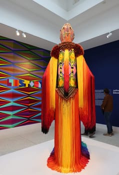 Venice, Italy - May 7 2024: Foreigners Everywhere 60th Venice Art Biennale in Venice. The space in wchich to place me by Jeffrey Gibson at USA Pavillon.