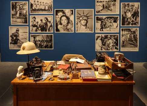 Venice, Italy - May 7 2024: Foreigners Everywhere 60th Venice Art Biennale in Venice. The Museum of the Old Colony by Pablo Delano. Art installation Explores the Legacies of Colonialism in Puerto Rico