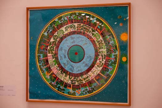 Venice, Italy - May 7 2024: Foreigners Everywhere 60th Venice Art Biennale in Venice. Calendario by Aycoobo /Wilson Rodriguez/. Acrylic on paper.