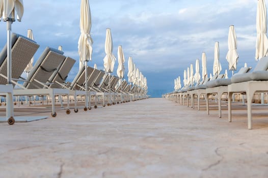 row of umbrellas at the swimming pool