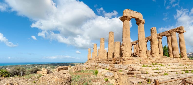 Agrigento, Sicily, Italy May 3 2024: The Temple of Juno in the Valley of the Temples in Agrigento