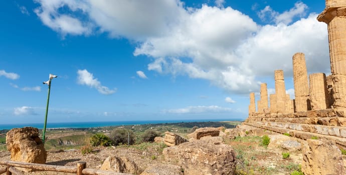 Agrigento, Sicily, Italy May 3 2024: The Temple of Juno in the Valley of the Temples in Agrigento