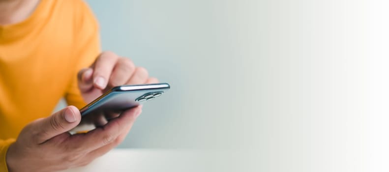 Man uses smartphone to check new mail, New email notification concept for business email communication and digital marketing, The inbox receives electronic message notifications, internet technology.