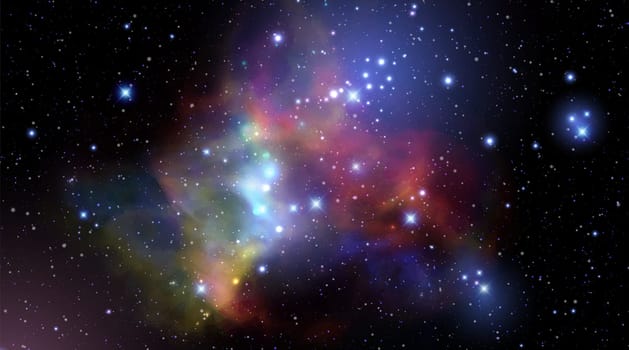Space vector background with realistic nebula and shining stars. Magic colorful galaxy