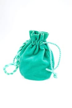 Small green velvet pouch for jewelry