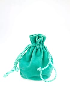 Small green velvet pouch for jewelry