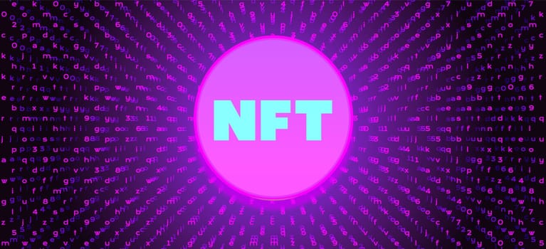 Non-fungible token NFT vector on dark background