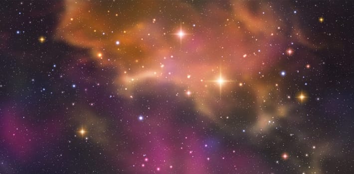 Space vector background with realistic nebula and shining stars. Magic colorful galaxy
