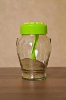 Closed glass jar kitchen storage spices