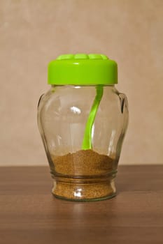 Closed glass jar kitchen storage spices