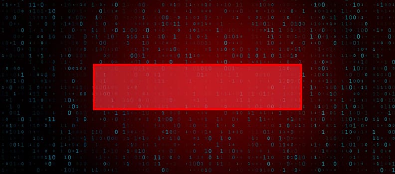 Digital Binary Code on Dark Red. Data Breach Concept